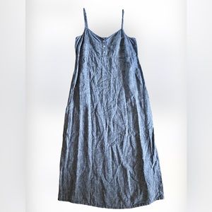 FLAX Lithuania 100% Linen Strap Maxi Dress Small